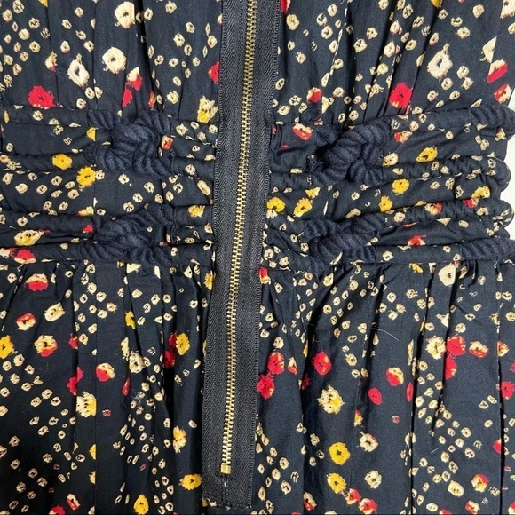 Rachel Roy Cottagecore Prairie Dress Black Red Yellow Rope Waist Size 0 - Picture 8 of 9